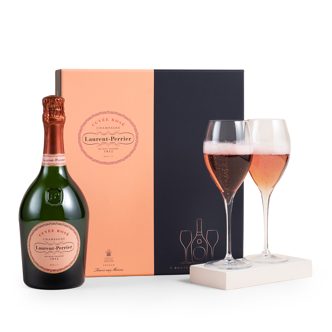 Champagne Laurent-Perrier Cuvée Rosé Brut & Two Flute Glasses Gift Set Champagne Laurent-Perrier Cuvée Rosé Brut & Two Flute Glasses Gift Set