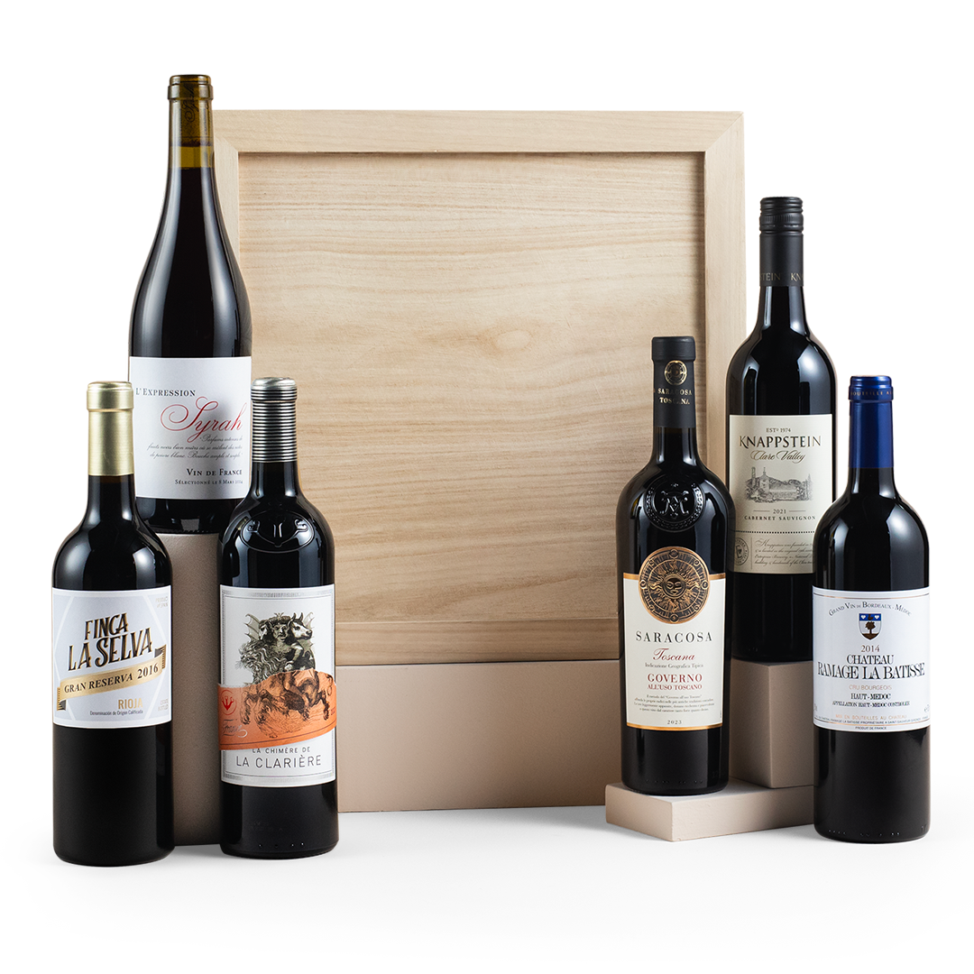 Luxury Six Red Wine in Wooden Gift Box  - Free Delivery*